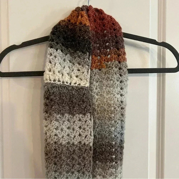 Infinity scarf crochet knit handmade color block by Allison Snow Eller - Picture 3 of 3